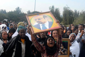 Ethiopians mourn the death of President Meles Zenawi in the capital of Addis Ababa on Aug. 21, 2012. Photo: Tiksa Negeri/Reuters
