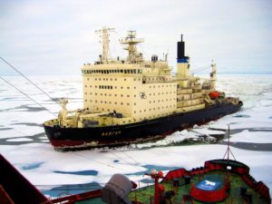 The NS Vaygach, a Russian river-class icebreaker.