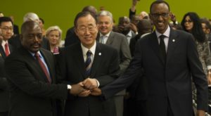 U.N. Secretary General Ban Ki-Moon with Rwandan President Paul Kagame and Conogolese President Joseph Kabila. Photo: Reuters/Keith Bedford.
