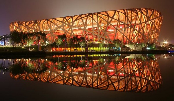 The Beijing National Stadium, also known as the Bird's Nest, built for the 2008 Summer Olympics. [Peter23]