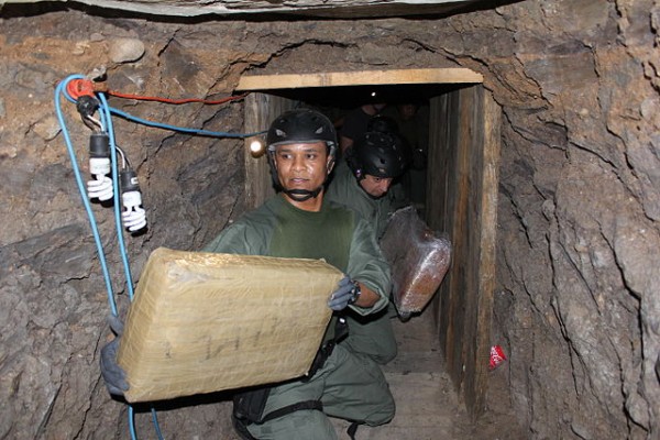 Photo of elaborate cross-border drug smuggling tunnel discovered inside a warehouse near San Diego. U.S. Immigration and Customs Enforcement Photo by Ron Rogers 