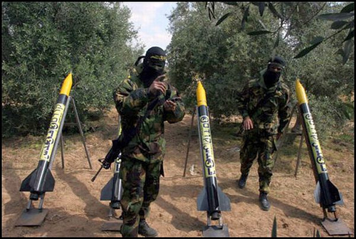 Militants prepare to launch locally produced Qassam rockets in Gaza. (Photo: muslimvillage.com)