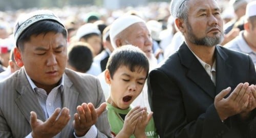 Islamic prayers at a square in the Kyrgyz capital, Bishkek