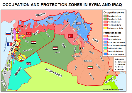 Occupation and Protection zones in Iraq and Syria.
