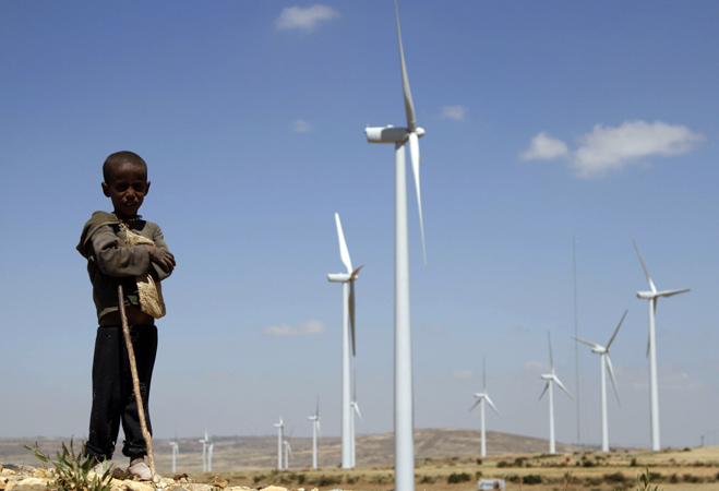 Photo: Reuters, Kumerra Gemechu. Boy at Ashegoda Wind Farm
