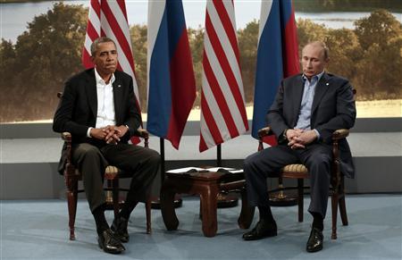 Obama meets with Vladimir Putin during the G8 Summit at Lough Erne in Enniskillen