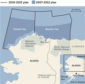 Map of Proposed OCS Drilling in Alaska. © Minerals Management Service, from LA Times.