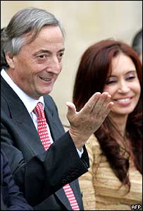Argentina's current first couple, former President Nestor Kirchner, and current President Cristina de Kirchner  Source: Google Images