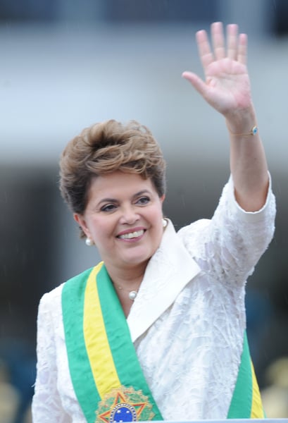 Brazilian President Dilma Rousseff at her inauguration Saturday.  Source: Wikipedia