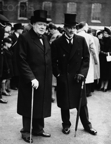 Winston Churchill and Neville Chamberlain.  Source: https://wiki-land.wikispaces.com/