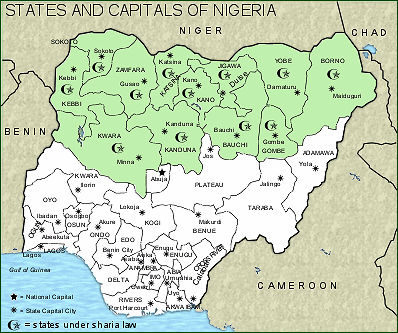 Nigeria: At the Faultline Between Islam and Christianity  Source: http://www.getreligion.org/wp-content/photos/NigeriaStatesMap.gif