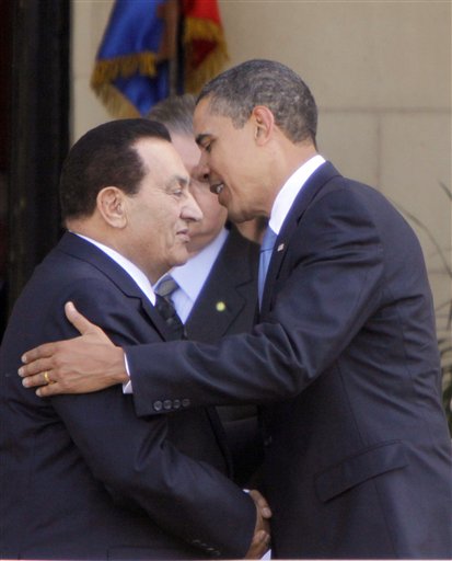 President Obama with Egypt's Hosni Mubarak  Source:  Huffington Post