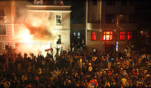 Serbian Protestors Set Fire to US Embassy