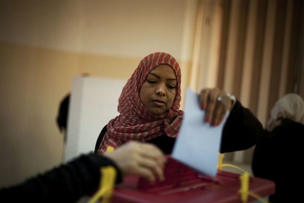 A woman votes in Tripoli, Libya on July 7, 2012. Source: AP