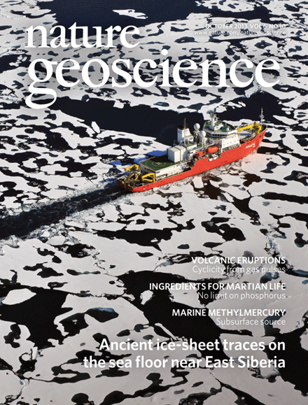Nature Geoscience cover, Oct. 2013. (c) Nature Geoscience.