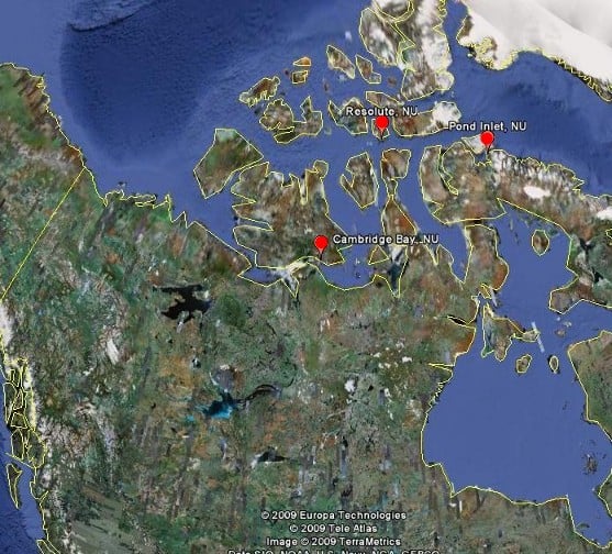 Possible Locations for Research Station. Map made in Google Earth.