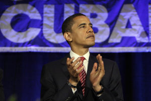 Obama at the Cuban American National Foundation (CANF), 2008. Credit: Associated Press.