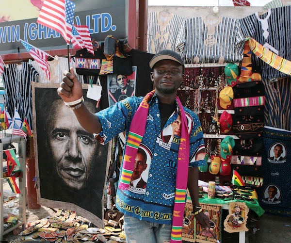A man enthusiastically prepares for President Obama's visit to Ghana in 2009. Source: Google Images
