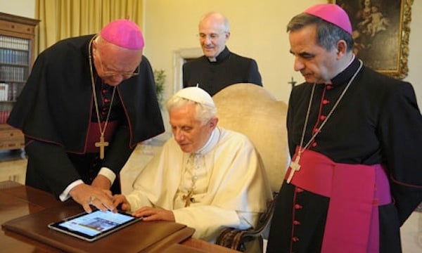 Pope Benedict XVI uses an iPad. Source: The Guardian/Observattore Romano 