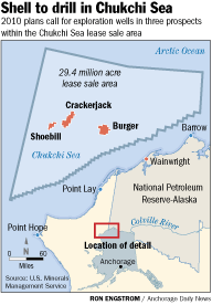 Map of Exploratory Wells in Chukchi Sea (c) Anchorage Daily News.