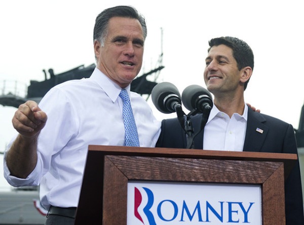 Paul Ryan and Mitt Romney. Source: Getty