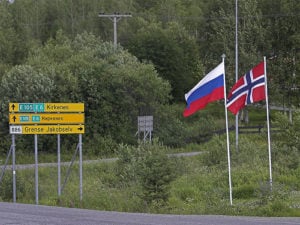 The border between Russia and Norway