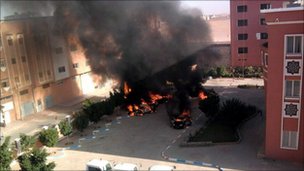 Fires Burn in Laayoune During Protests: Image Credit - BBC