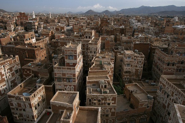 The view from a rooftop in Sana'a, the capital of Yemen, where violence has engulfed on of the most historic cities in the region (Photo: Richard Messenger via Flickr).