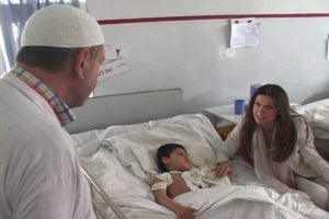 Sonia Nassery Cole visits the Children's Hospital in Kabul, Afghanistan. (Iqbal Ahmad)