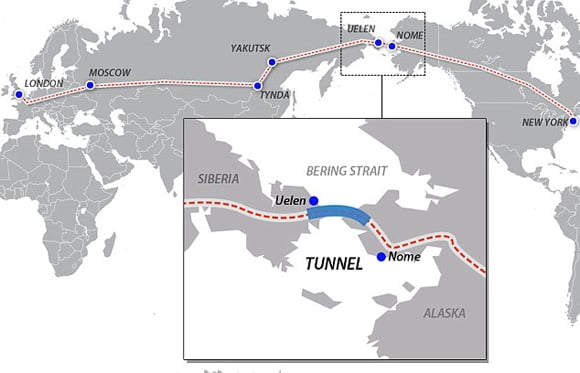 Russia Seeks to Build 64-Mile Tunnel Across the Bering Strait to Alaska